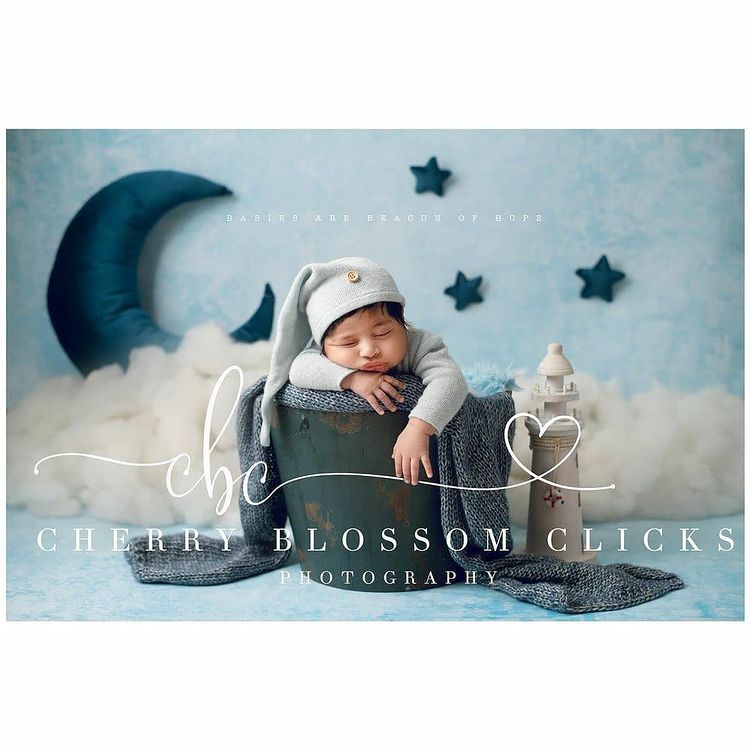 Denim Moon Prop with stars