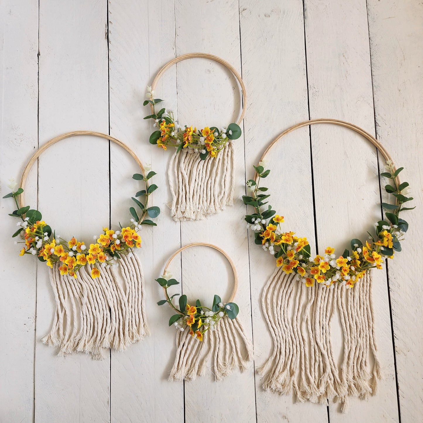 Boho Floral hoops- Set of 4