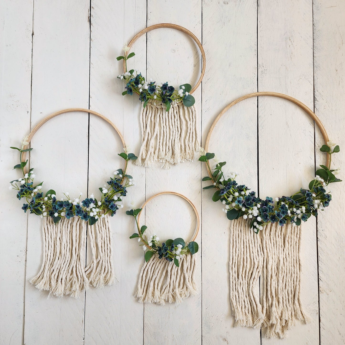Boho Floral hoops- Set of 4