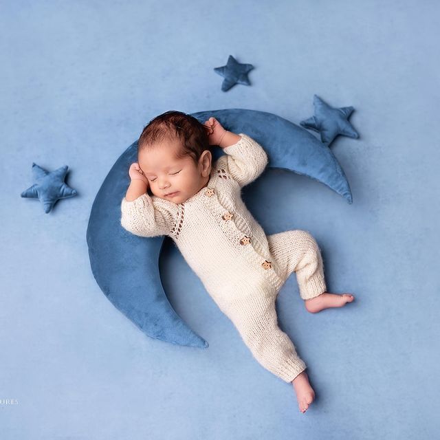 Denim Moon Prop with stars