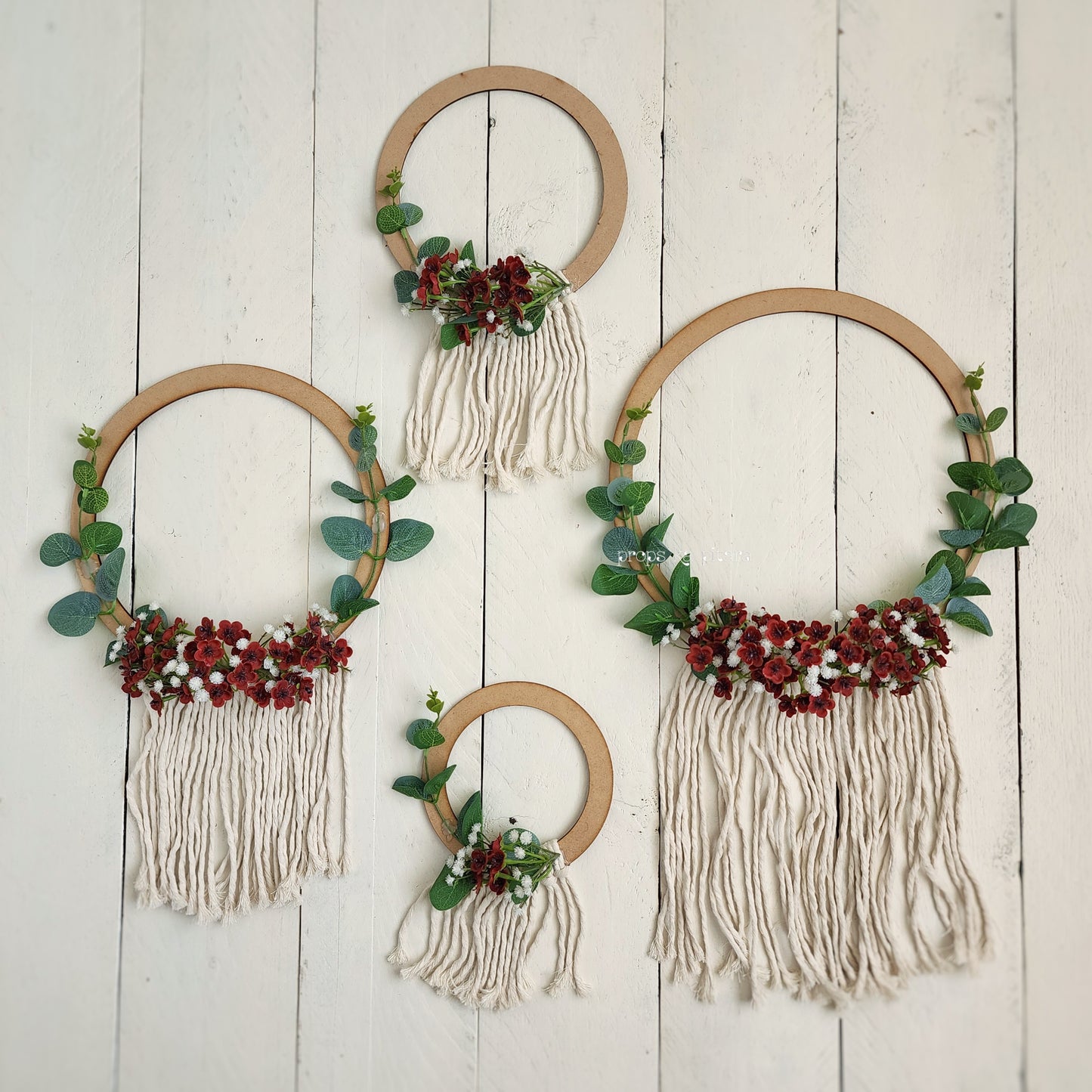 Boho Floral hoops- Set of 4