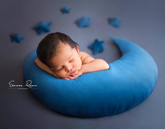 Denim Moon Prop with stars