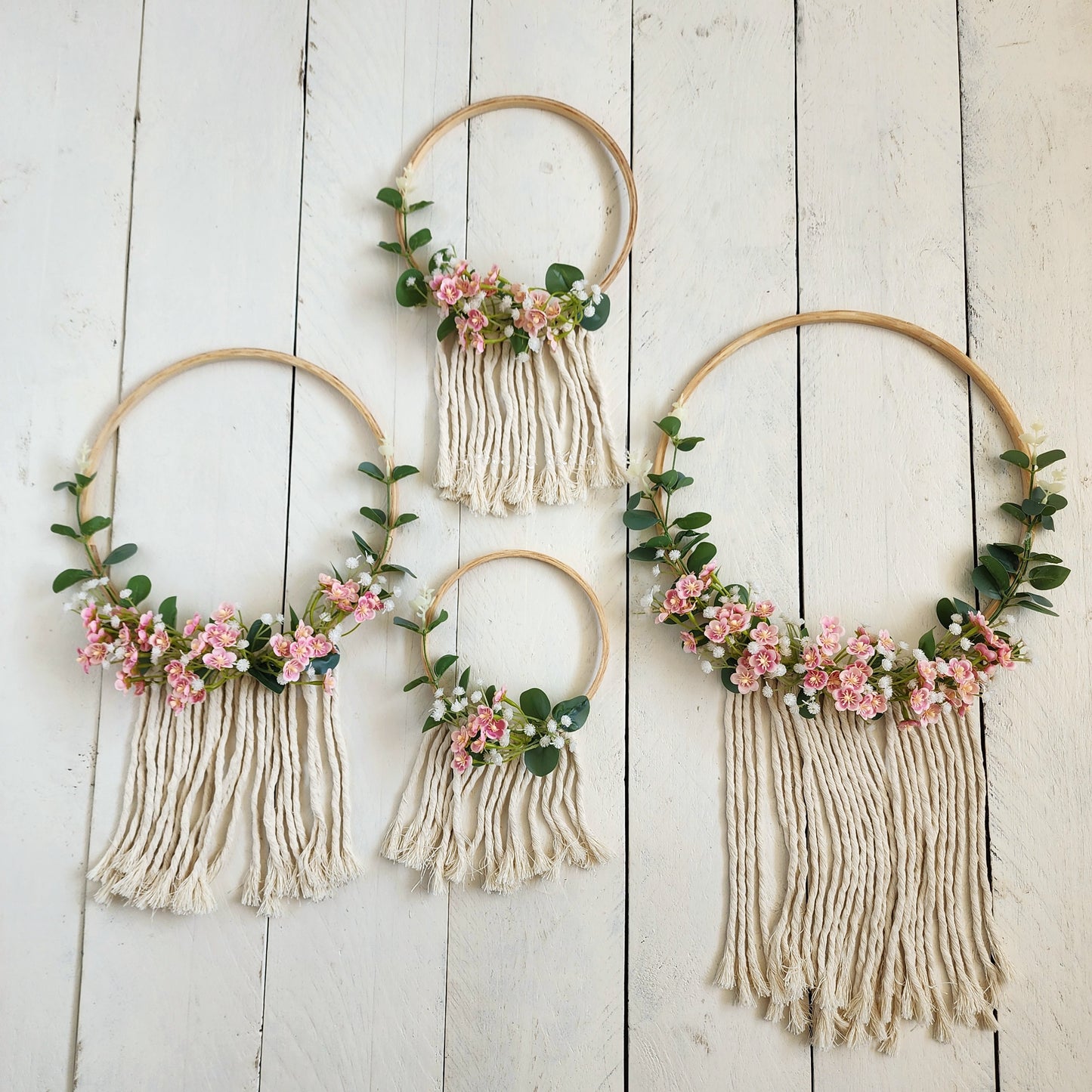 Boho Floral hoops- Set of 4