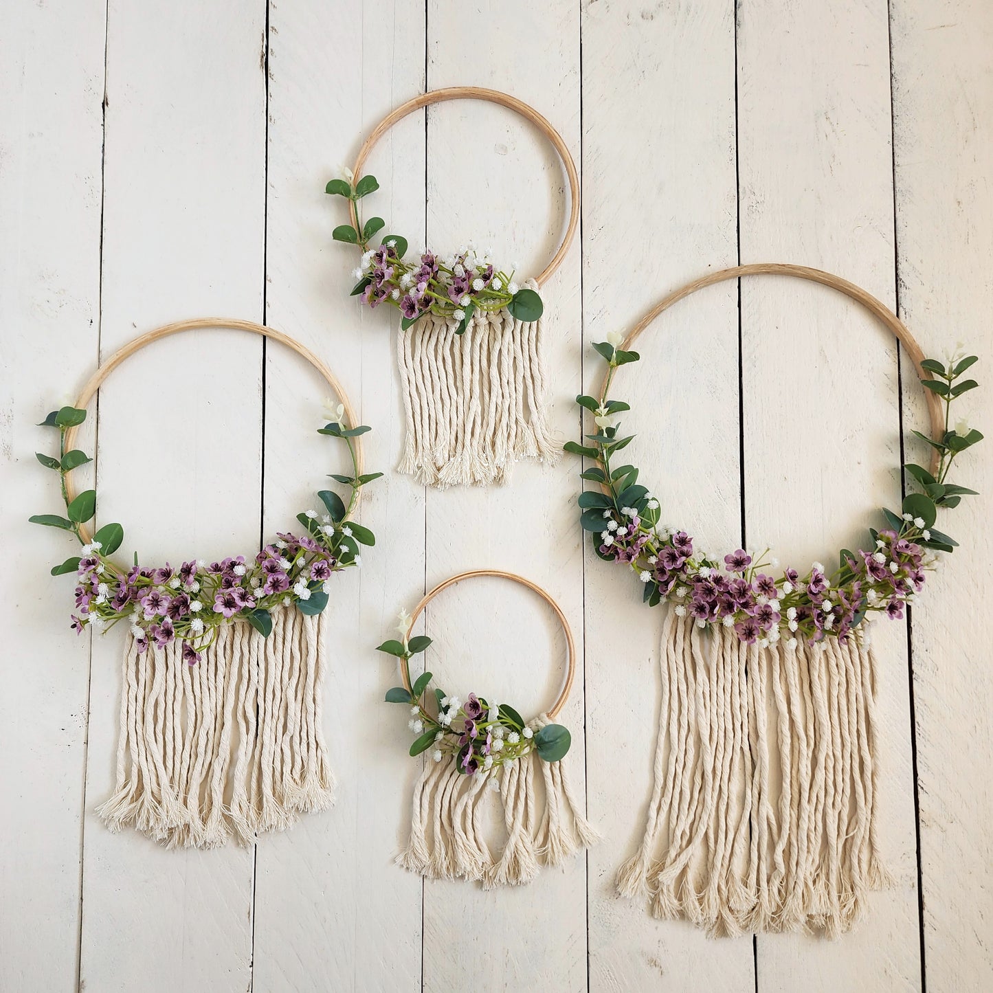 Boho Floral hoops- Set of 4