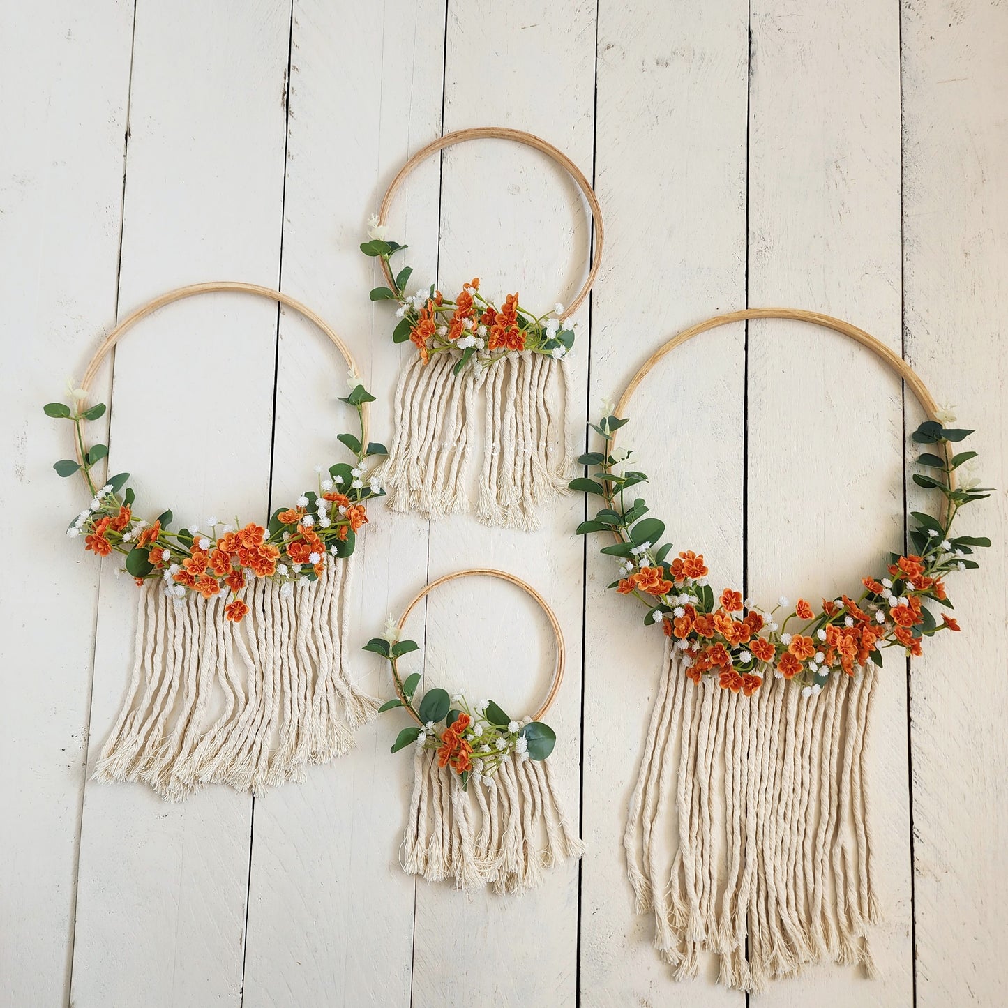 Boho Floral hoops- Set of 4