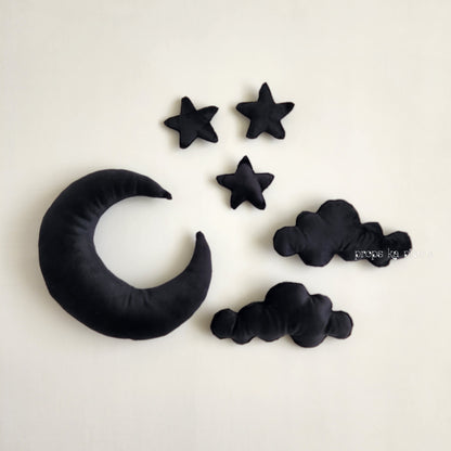 Moon, Stars And Clouds Set