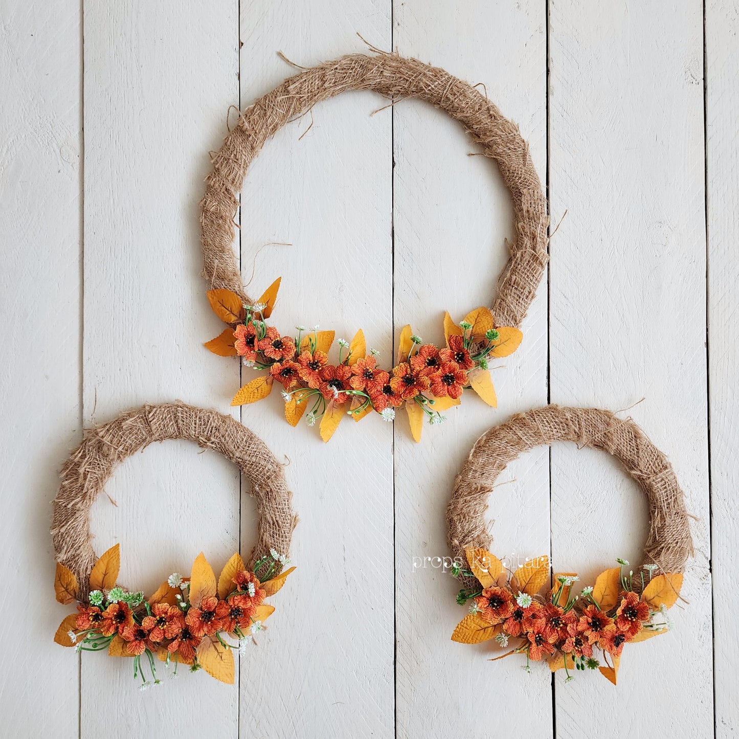 Rustic Burlap Hoops- Set of 3