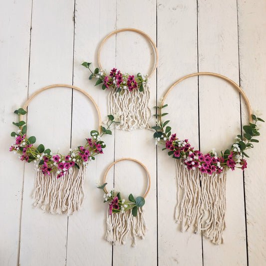 Boho Floral hoops- Set of 4