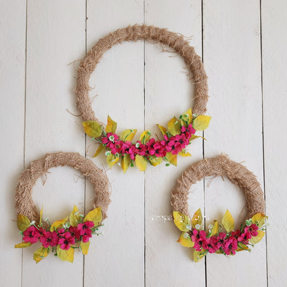 Rustic Burlap Hoops- Set of 3